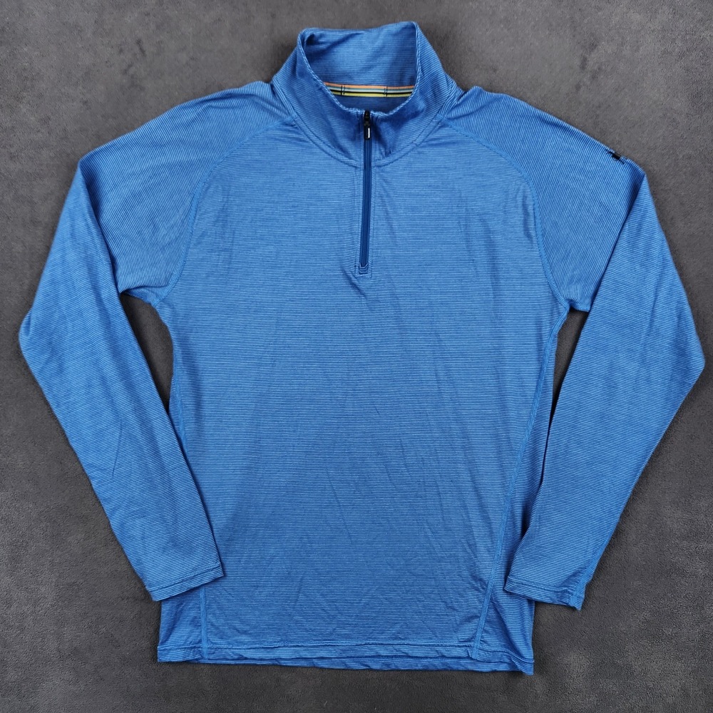 Smartwool Merino 150 1/4 Zip Base Layer‎ Mens Small Blue SW016070 Long Sleeve